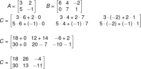 todas as operações feitas até chegar a matrix final C